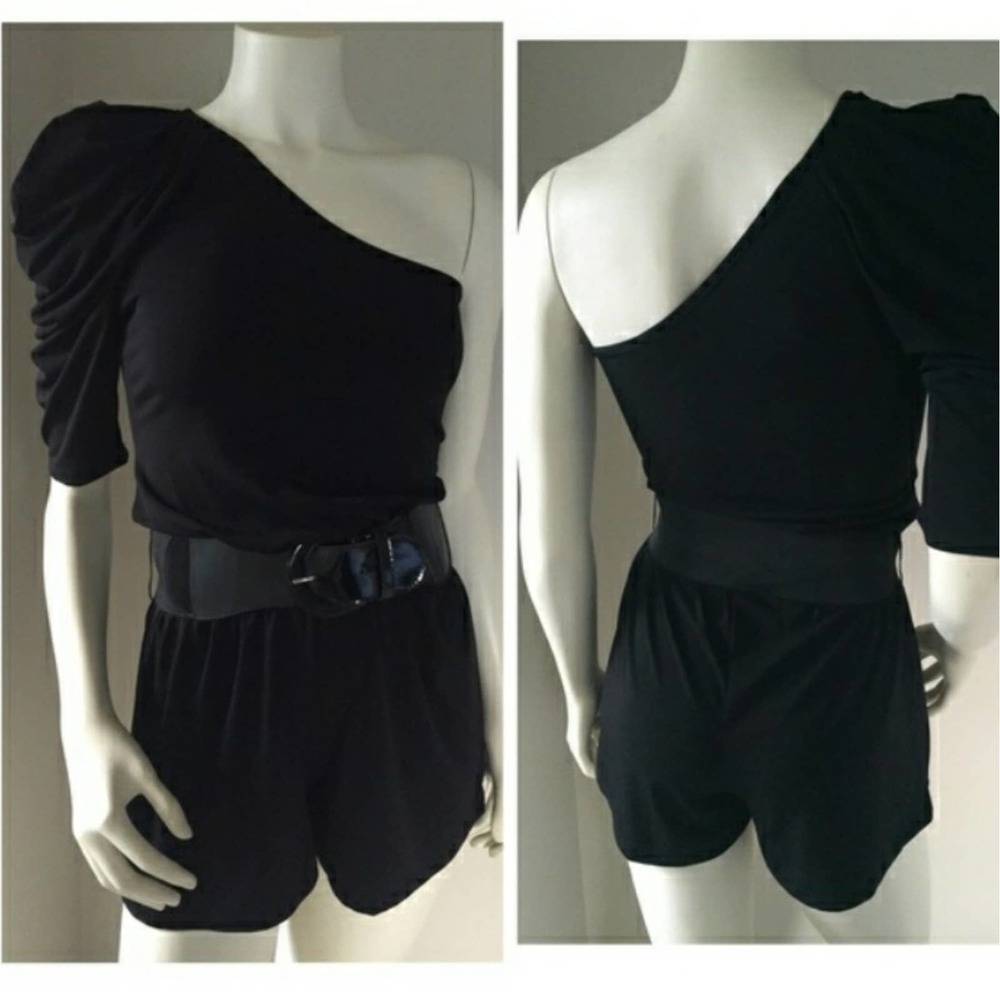 Venus One Sleeve Black Romper
